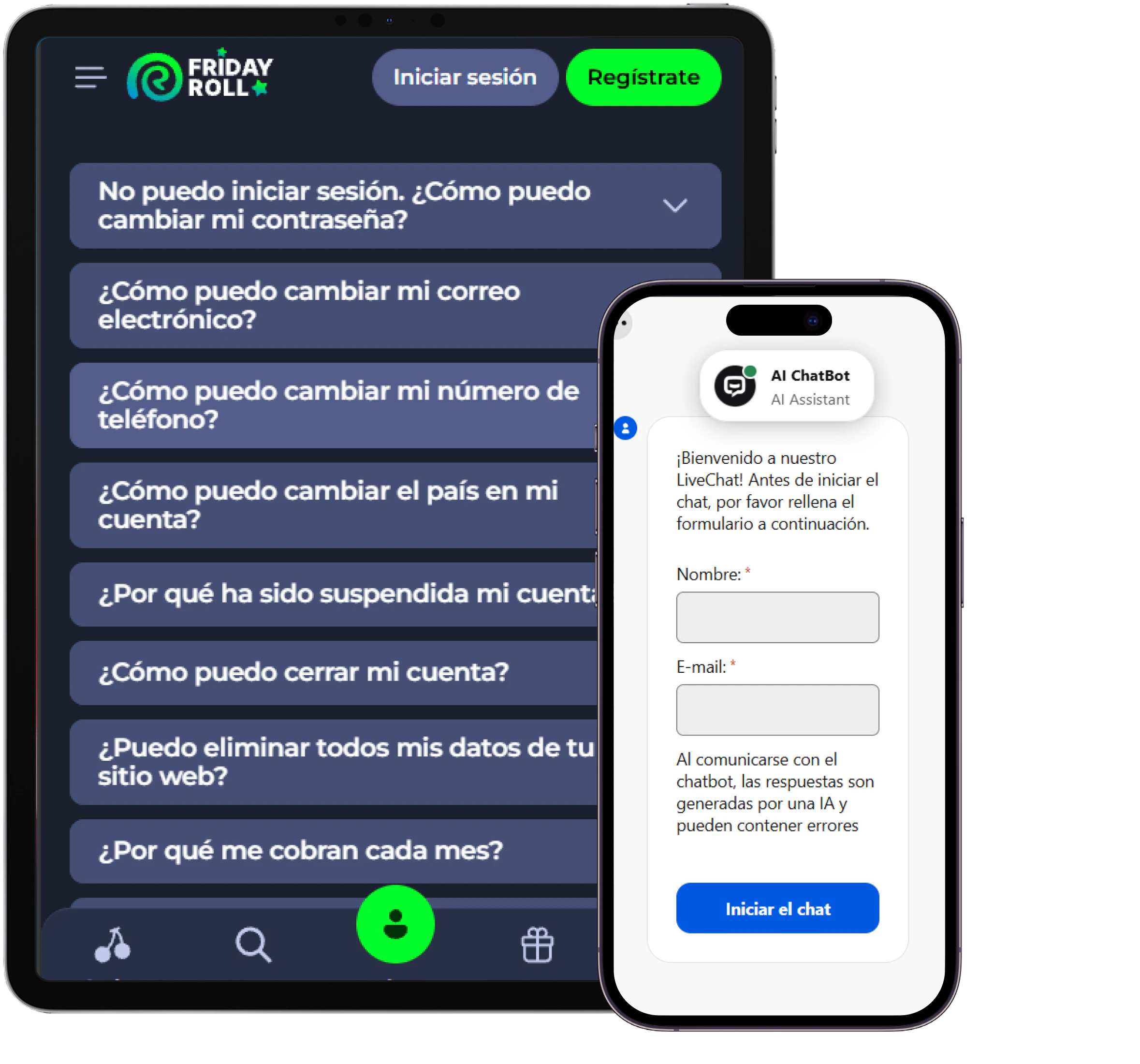 Fridayroll Casino preguntas frecuentes y chat de soporte